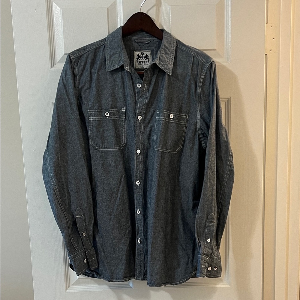 Express Denim Casual Button-Down Shirt